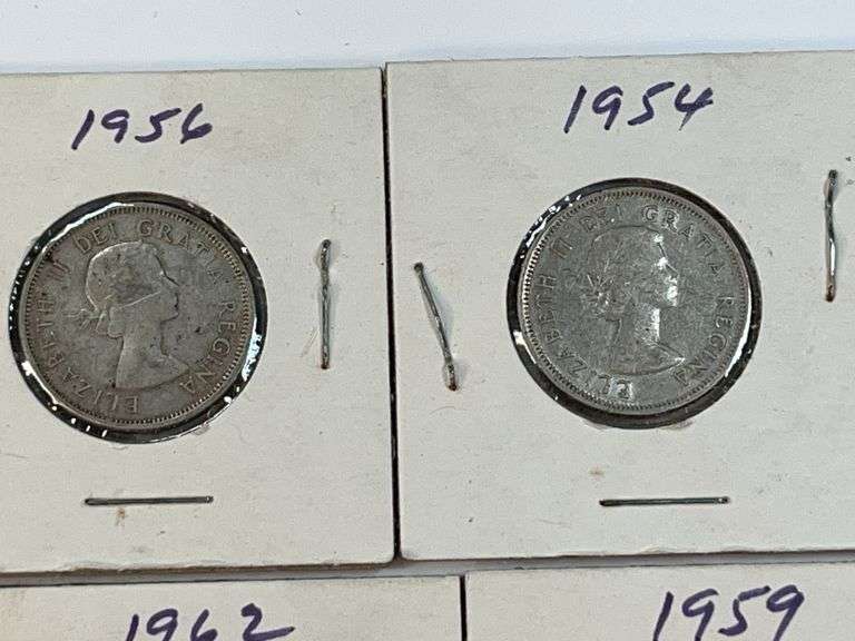 9 Pre-1967 Canadian Quarters