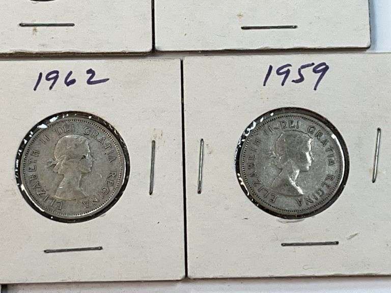 9 Pre-1967 Canadian Quarters
