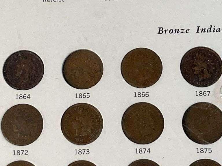 Flying Eagle and Indian Head Cents Set -Missing 1877, 1908-S, 1909-S