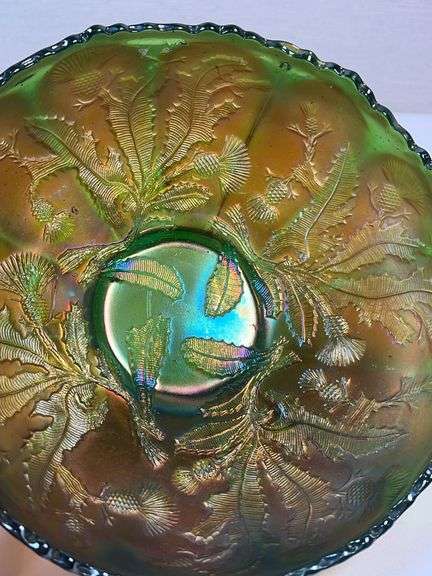 FENTON GREEN CARNIVAL THORN PATTERN