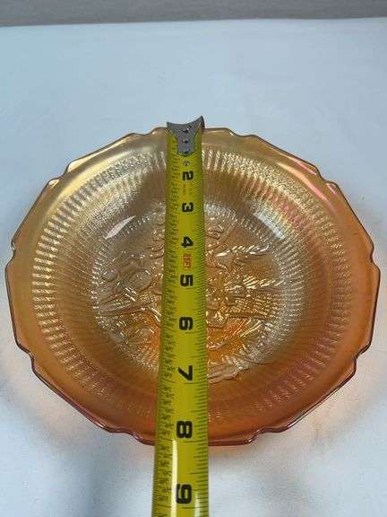 JEANETTE GLASS IRIS HERRINGBONE IRIDESCENT BOWL