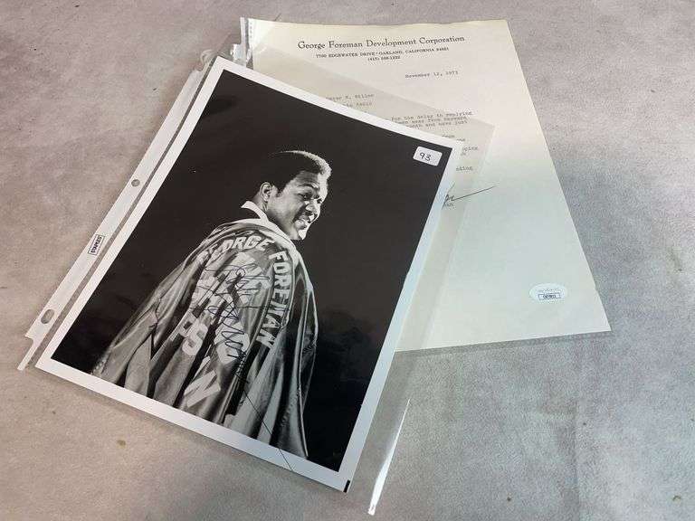 George Foreman Signed Typed Signed Letter & Signed Black and White Photo - JSA