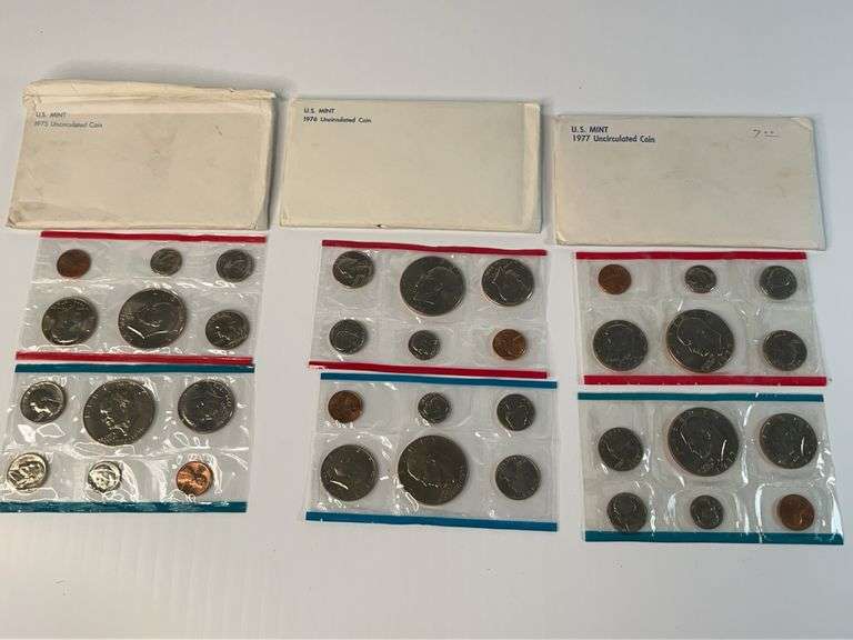 1975, 1976, 1977 Uncirculated Mint Sets