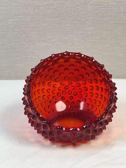 Vintage Fenton Hobnail Amberina Orb Ashtray Trinket glass
