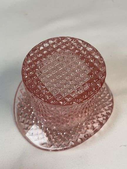 Daisy & Button Amberina and Pink Diamond-Point Glass Top Hats – Pair