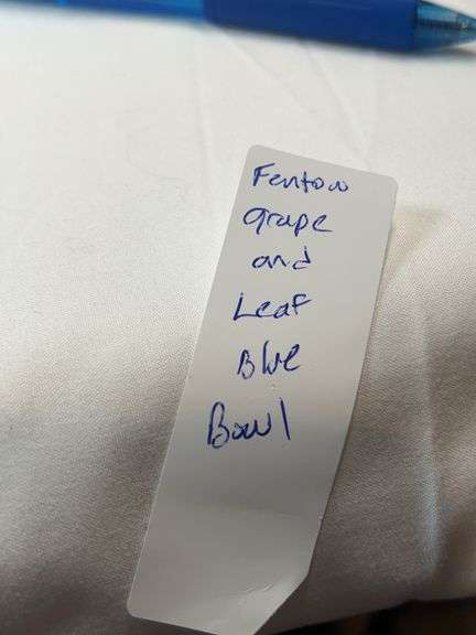 FENTON GRAPE AND LEAF BLUE BOWL