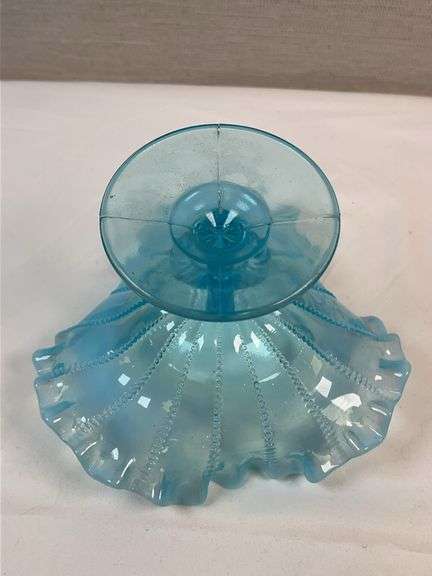 NORTHWOOD BLUE OPAL BEADED PANEL COMPOTE