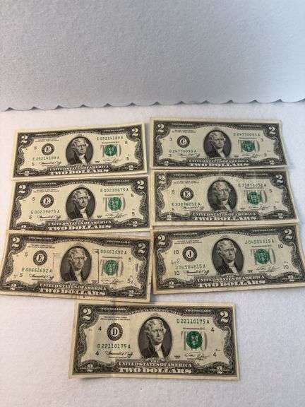 7 $2 Bills 1976