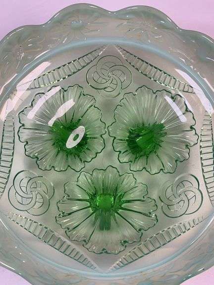 NORTHWOOD OPALESCENT GREEN GLASS BOWL