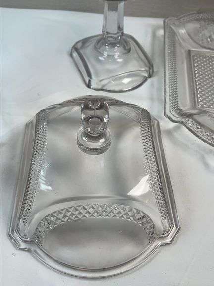 ANTIQUE MCKEE EAPG DEER AND PINE TREES GLASS SET