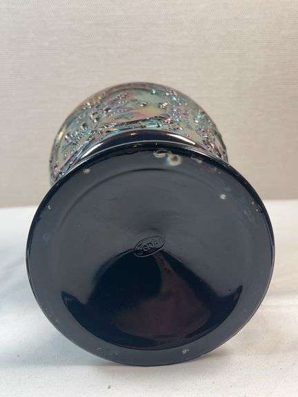 Fenton Glass Amethyst Carnival Wild Strawberry Candy Compote W/ Lid