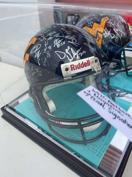 2012 WVU Football Team Autographed Helmet w/ Display Case