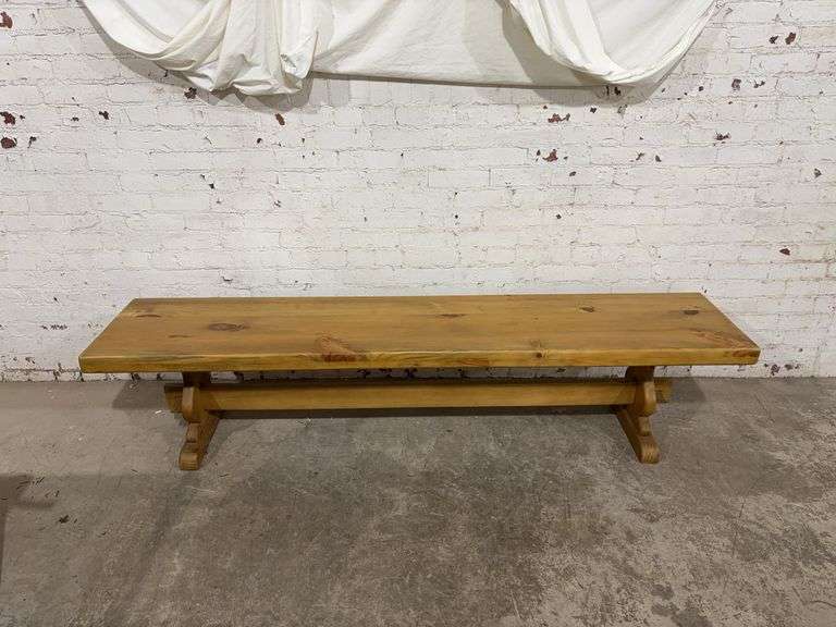 17 1/2”W x 7’L x 19”H wooden bench