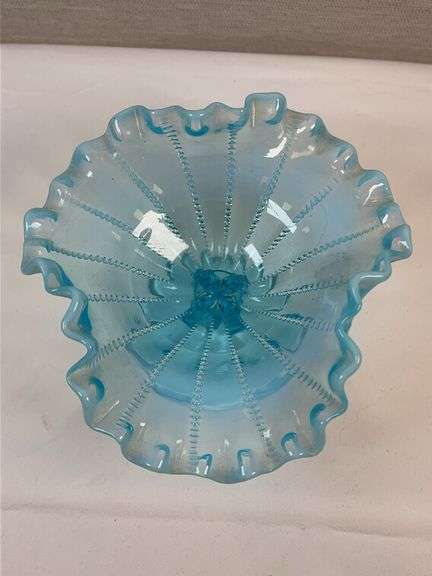 NORTHWOOD BLUE OPAL BEADED PANEL COMPOTE