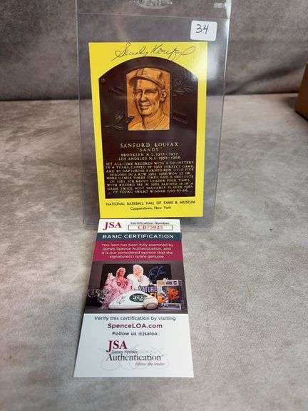 Sandy Koufax Signed Hall of Fame Plaque Card - JSA