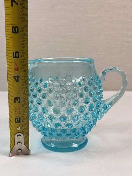 Fenton Blue Opalescent Hobnail Creamer