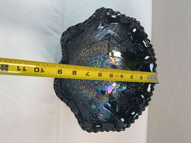 FENTON STAG AND HOLLY CARNIVAL FOOTED DISH