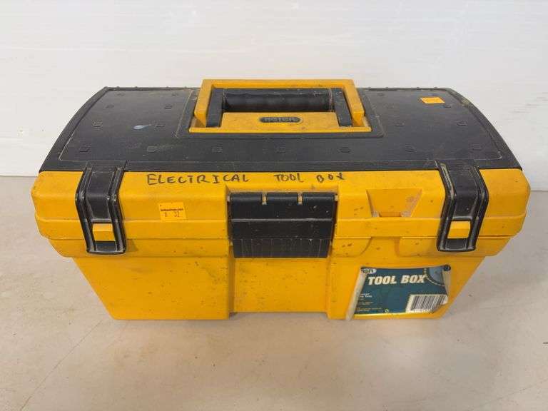 Keter 16 in. Toolbox w/ electrical items including wire connectors, electrical outlet & more