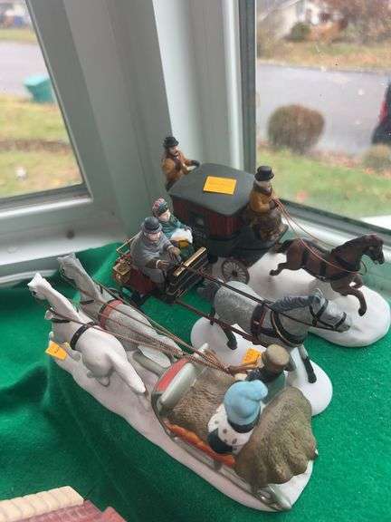 (3) Department 56 Horse and Wagons