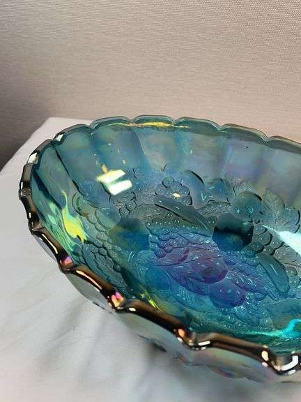 INDIANA CARNIVAL GLASS IRIDESCENT BLUE BOWL