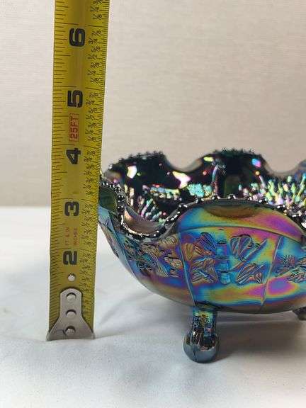 FENTON AMETHYST CARNIVAL GLASS FOOTED DISH