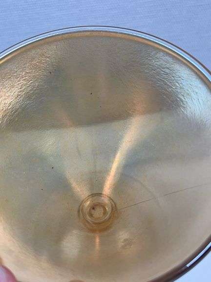 Lancaster Marigold Carnival Glass Covered Compote