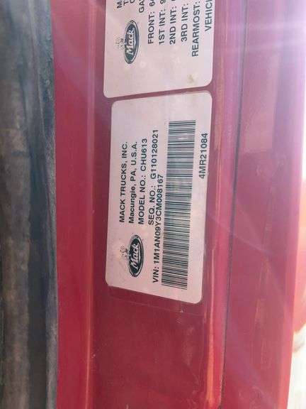 2012 Mack CHU613 showing 44,418 mi, 11,155 hrs- runs