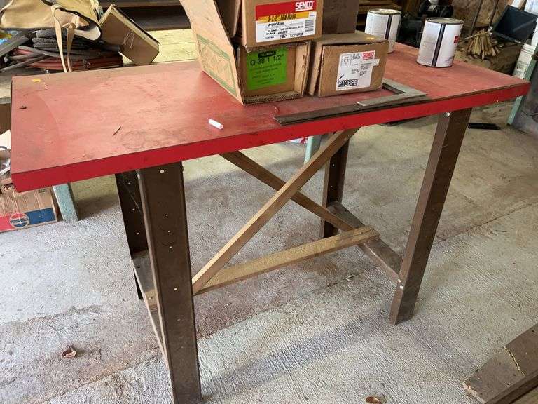 Wooden Top Metal Framed Table