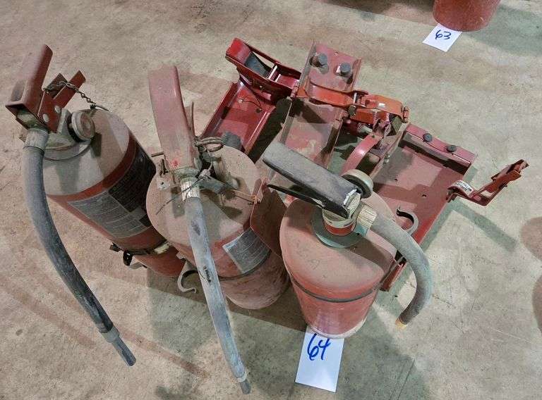 LOT OF 3- 10" FIRE EXTINGUISHERS WITH WALL MOUNTS