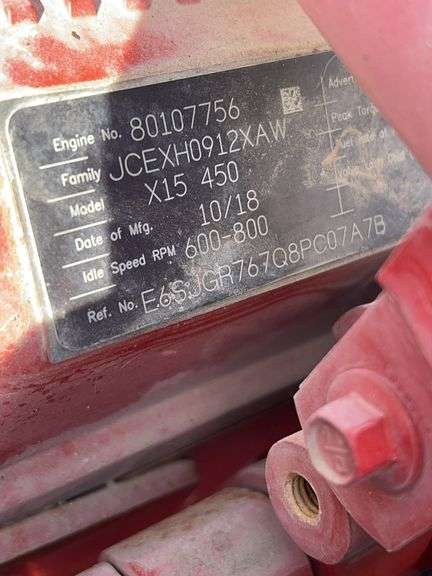 2019 Kenworth T8 showing 13,248 mi, 2,512 hrs - runs