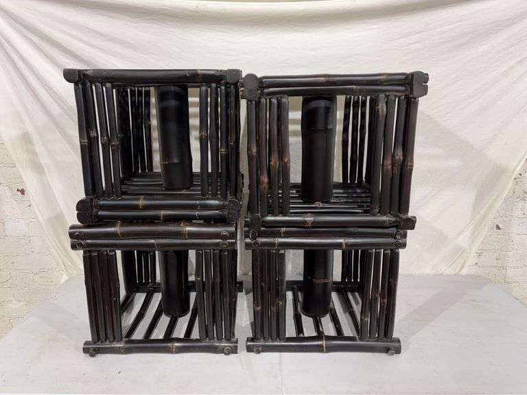 (4)-Bamboo counter stools