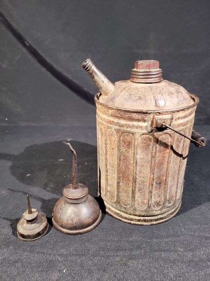 EARLY OIL CANS- various sizes & GAS CAN