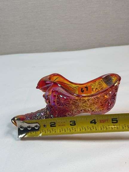 Fenton Carnival Glass Amberina Daisy & Button Shoe