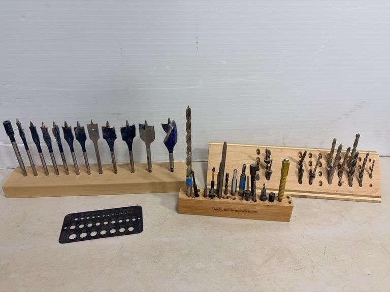 Assortment of drill bits w/ organizers
