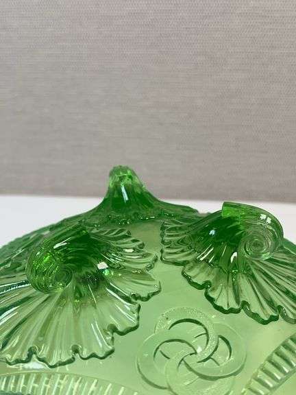 NORTHWOOD OPALESCENT GREEN GLASS BOWL