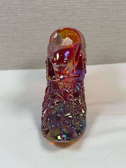 Fenton Carnival Glass Amberina Daisy & Button Shoe