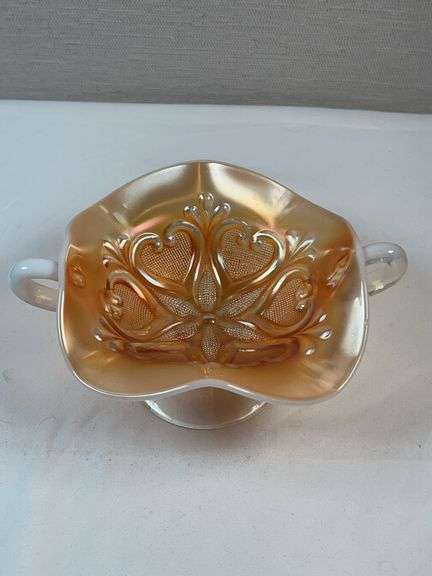 MARIGOLD CARNIVAL GLASS HEARTS