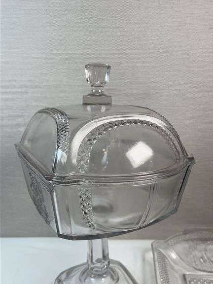 ANTIQUE MCKEE EAPG DEER AND PINE TREES GLASS SET