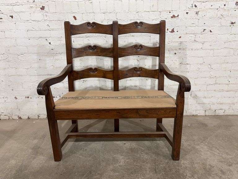 Two person wooden benches