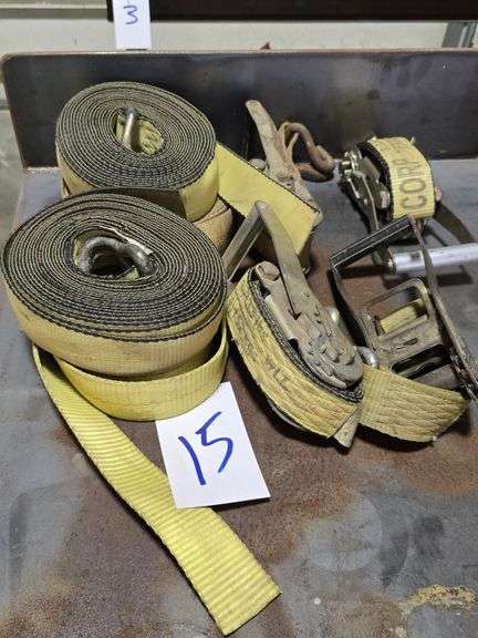 LOT OF 4-2" RACHET STRAPS WITH HOOKS