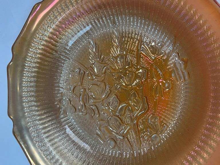 JEANETTE GLASS IRIS HERRINGBONE IRIDESCENT BOWL