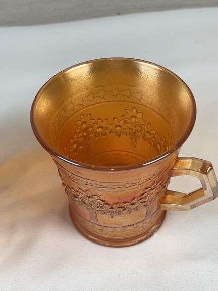 Fenton Marigold Carnival  Mug and Creamer