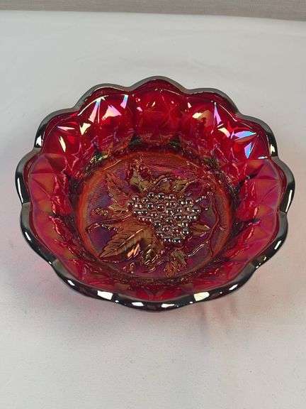 FENTON RUBY RED CANDY DISH GRAPE