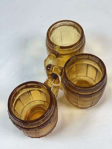 Federal Amber Triple-Barrel Shot Glass Set