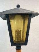 Hand-Carved Black Forest Drunkard Lamp – Man Leaning on Street Post