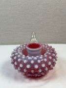 Fenton Plum Opalescent Hobnail Candleholder