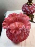 FENTON Cranberry Daisy & Fern Parlor Lamp
