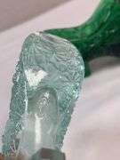 2 Fenton Daisy & Button Glass Shoes – Ice Green & Emerald