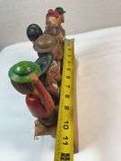 Vintage Hand-Carved Italian “Corkscrew Men” Moving Bottle Stopper Display – 6 Pc Automata Set