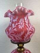 FENTON Cranberry Daisy & Fern Parlor Lamp